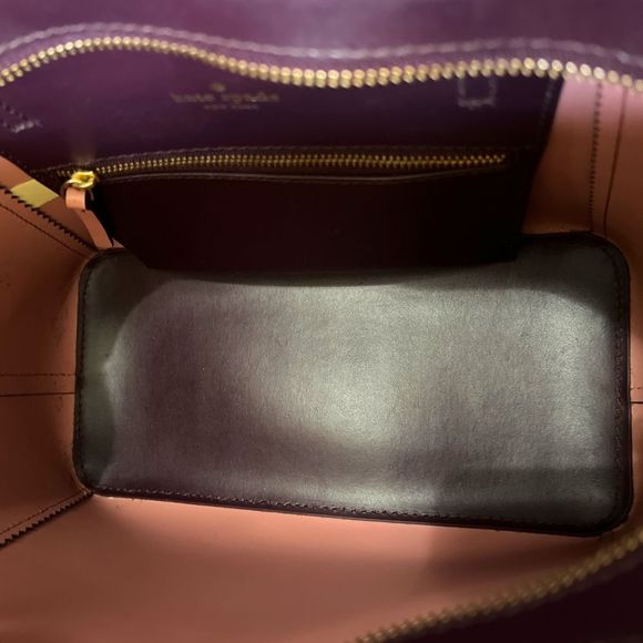 New Kate Spade Turner Road Small Loryn Satchel Crossbody Deep Plum & Pink $348 - Picture 7 of 16
